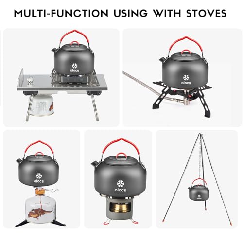 Alocs 1.4L Kettle Teapot, Portable Camping Coffee Pot, Hard-Anodized Aluminum Camping Kettle, Compact Tea Kettle for Stove Top, Outdoor, Hiking, Camping, Picnic and Traveling - Image 6