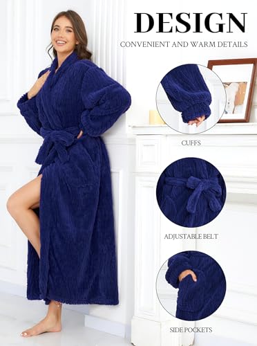 Image of Women Long Plush Fleece Bath Robe