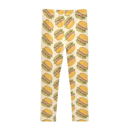 ZZKKO Girls Leggings Hamburger Toddler Girls Clothes Leggings for Girls Toddler Girls Leggings 3-4T2