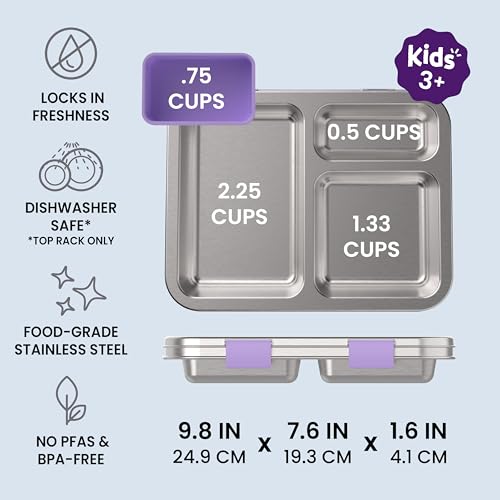 Image of Bentgo Kids Prints Stainless Steel Leak-Resistant 3-Compartment Lunch Box