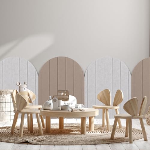 Btstil 3D Wandpaneele, 4 Stück 43 x 32 cm Wandschutz Filz-Paneel Dekorative Wandpaneele, Selbstklebend Antikollision Wandaufkleber für Schlafzimmer, Kinderzimmer (Braun)