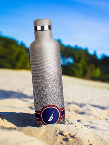 Image of NAUTICA Premium Leak-Proof Insulated Water Bottle - 1pc (Yacht)| 750ml | Stainless Steel Flask with 24 Hours Temperature Retention | Ideal for Travel, Gym, Office Use Oreo Big Printed - Beige /Navy