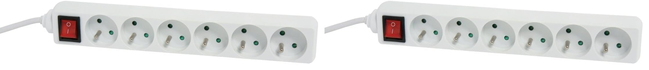 Prolongateur électrique 6 prises DEBFLEX à interrupteur pour économie d'énergie lot de 2