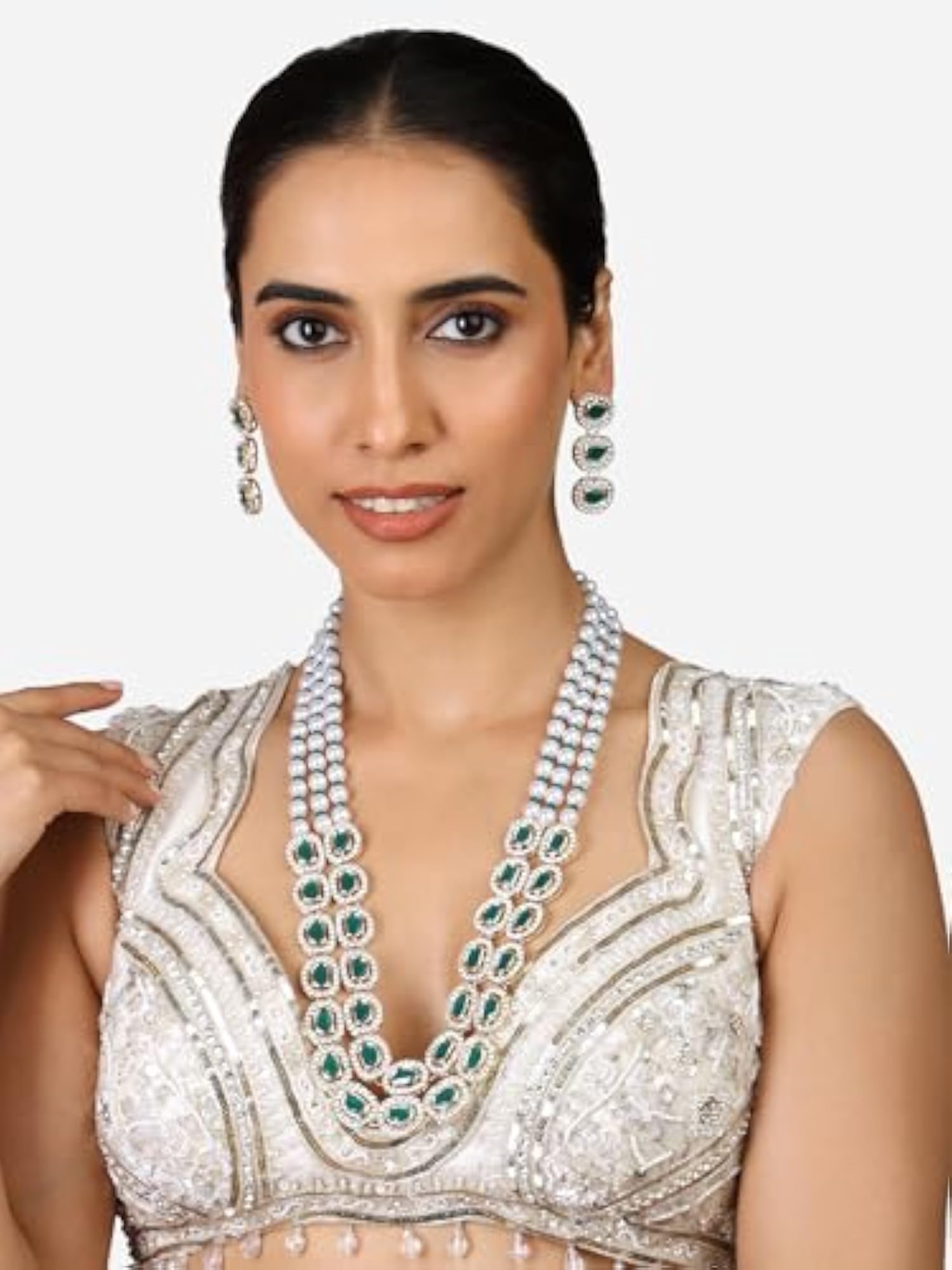 Women's Dazzling Austrian Diamonds Long Necklace & Earring Set