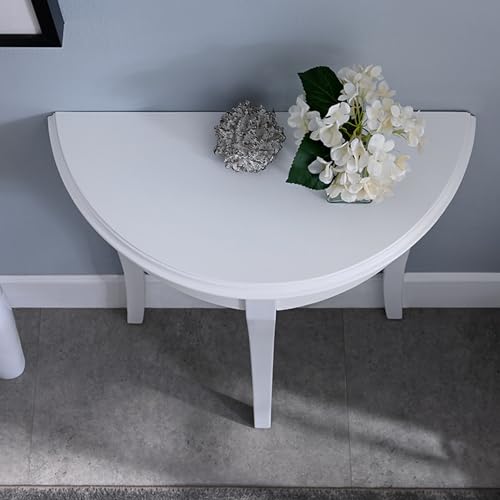 Consola moderna de media luna sólida con acabado premium cherry para pasillos 8