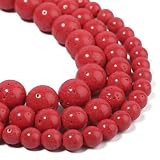 Yochus 60pcs Red Coral Beads，6mm Healing Power Natural Stone Round Loose Gemstone Beads for Jewelry Making Earring Necklace DIY Crafts
