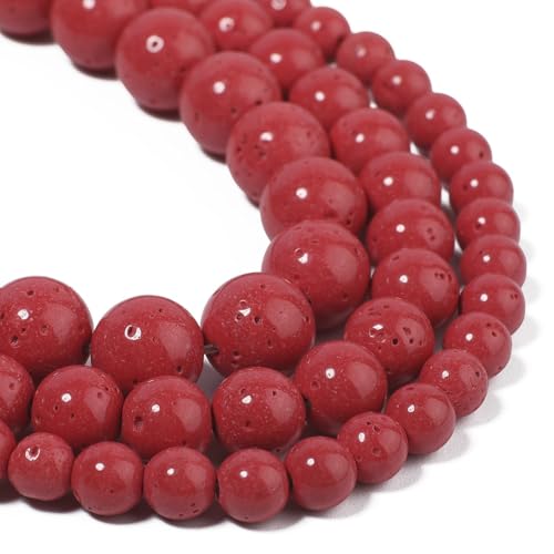 Yochus 60pcs Red Coral Beads 6mm