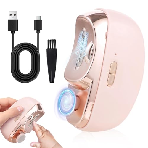 DMQ 2025 New 3 in 1 Electric Nail Clipper with Polishing, Safe and Convenient Automatic Nail Trimmer - 2 Speed Adjustment Electric Toe Nail Files, Nail Cutter with Light for Baby Seniors (Pink)
