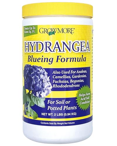 Grow More Hydrangea Blueing Formula - 2lbs of USA-Made Soil Acidifier for Hydrangeas Azaleas Gardenias & Many More - Contains Aluminum Sulfate that Enhances Color Change for Soil and Potted Plants