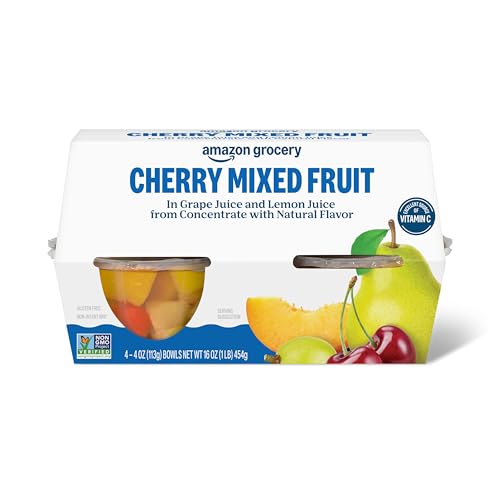 Image of Amazon Fresh, Cherry Mixed Fruit in Juice, 4 Oz Bowls (Pack of 4) (Previously Happy Belly, Packaging May Vary)