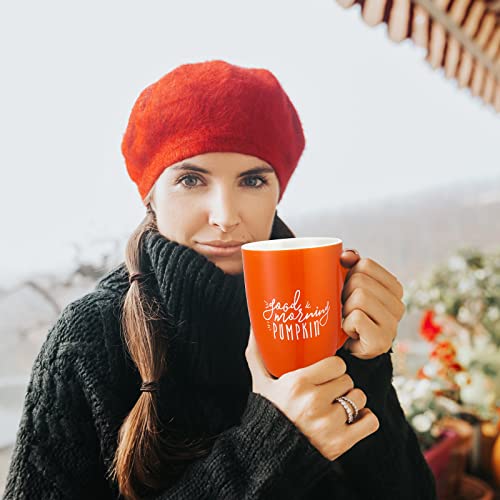 Funtery 2 Pcs Fall Autumn Coffee Mugs Pumpkins Mugs Cups Happy Fall Y'all Coffee Mug Good Morning Pumpkin Cup Camp Mug Campfire Mug Thanksgiving Ceramic Cup For Home Women Men Mom Dad (Orange) #TOP5