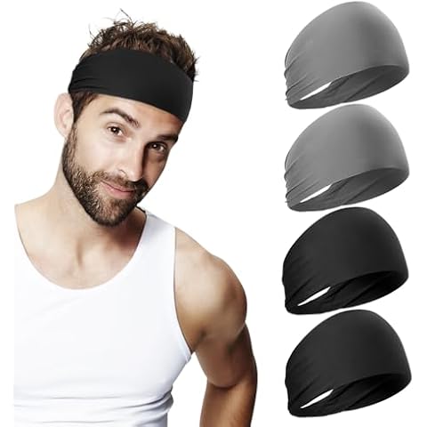 MYKURS Moisture Wicking Sports Headbands 4 Pack Cover