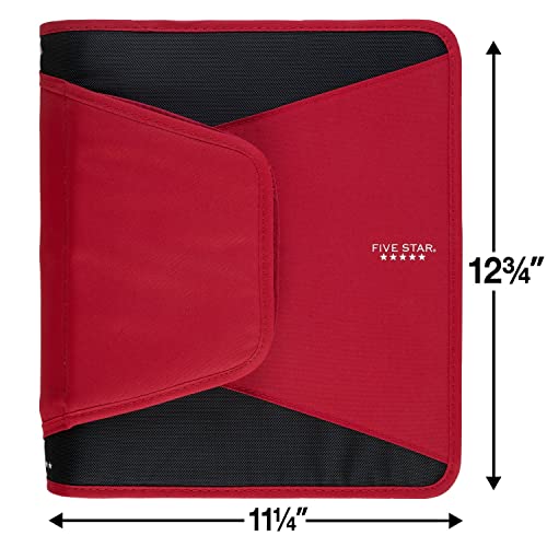 Five Star Zipper Binder, 1-1/2 Inch 3-Ring Binder For School, 3 Pocket Expanding File, 500 Sheet Capacity, Red (72206) #TOP6