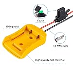Power Wheel Adapter for Dewalt 20V Battery with Fuse & Wire terminals，Work with for Dewalt 20V DCB205 DCB206 DCB200…