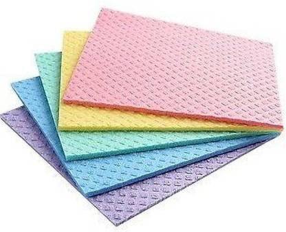 Image of ORSOP Household and Kitchen Cleaning Sponge, Microfiber Kitchen Wipes,Multipurpose Absorbent, Reusable (Multicolor) Wet and Dry Nylon Cleaning Cloth (5 Units) (15)