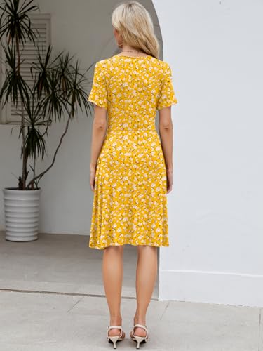Image of Naggoo Womens Summer Dresses for Women 2026 Spring Floral Sundress Short Sleeve V Neck Wrap Dress with Pockets