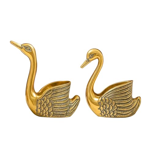 Image of TIED RIBBONS Pack of 2 Swans Tea Light Candle Holder (Aluminium) | Decorative Candle Stand for Home Decor, Living Room & Gifting | Decoration Item for Home, Gifts for Friends and Family