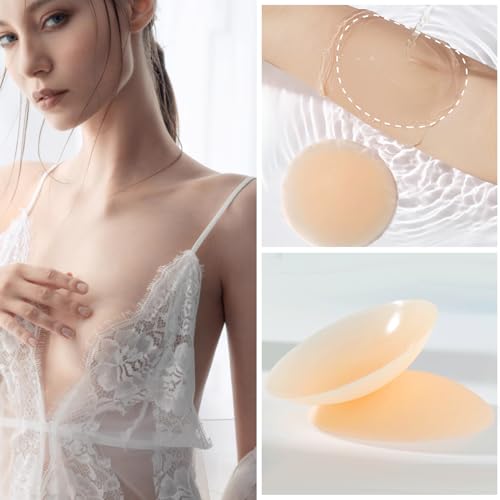 Bontierie Go Braless Body Grippy-not-sticky Seamless 2 Pairs Nipple Covers Ultra-Thin Non-Adhesive Reusable Pasties Creme - Thumbnail 2