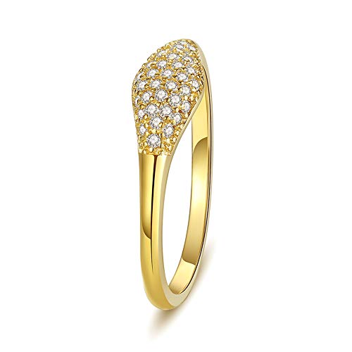 wowshow Cubic Zirconia Dome Ring Gold Plated Statement Dome Gold Ring for Women Size 7