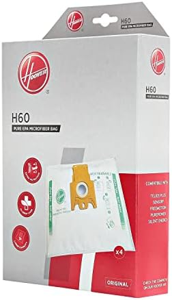 Hoover H60 Vacuum Cleaner Bags, Original, Microfibre, Pure EPA, Anti-Odour System with Activated Carbon, compatible with Hoover Cylinder Vacuums, 4 Pieces *3 packs