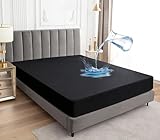 Sufdari Mattress Protector,Waterproof 18' Deep Pocket Mattress Cover Fitted Sheet Style with Elastic Rubber Band,Washable and Easy Care-Black,Queen