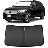 Windshield Sun Shade for VW Tiguan 2018-2023 Compatible Accessories-4 Layers Custom Fit Foldable Front Window Sunshade Sun Visor Protector, Block UV Rays Keep Your Car Cooler