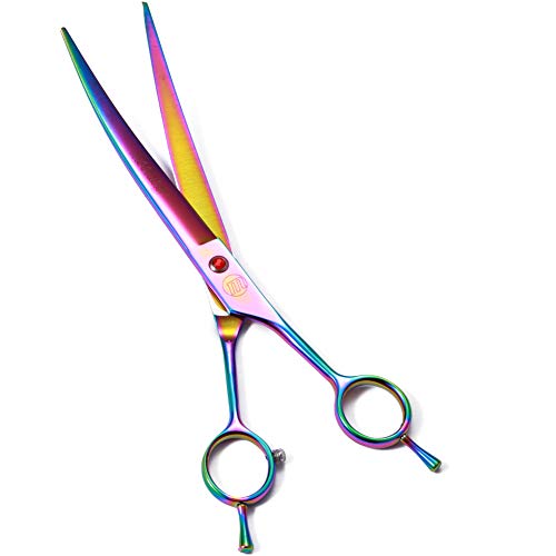 Image of Moontay Professional Dog Grooming Scissors Set, 7 Inch /8 Inch Pet Grooming Scissors Chunkers Shears for Dog, Curved Dog Grooming Scissors, Thinning Shears for Dog with Grooming Comb