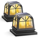 Siedinlar Solar Post Lights Solar Lights Outdoor Garden Fence Post Light Waterproof Landscape Fence Cap Edison LED Bulbs for 4x4 5x5 Posts Patio Black (2 Pack)