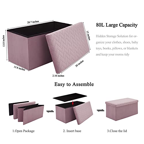 image for B FSOBEIIALEO Storage Ottoman Bench, Ottoman with Storage Folding Otto
