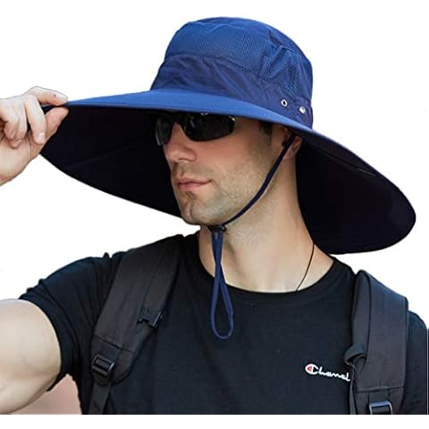 Leotruny Super Wide Brim Bucket Hat UPF50+ Waterproof Sun Hat for Fishing Hiking Camping (C06-Navy Blue) Cover