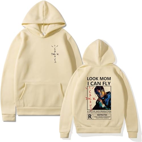 EVERLUCK Hip Hop Travis Sudadera con capucha para mujer Wish You Were Here Sudaderas para hombre Scott Hiphop Look Mom I Can Fly Sudaderas con capucha, 13 Cactus Rap, L