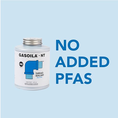 Gasoila Non-Teflon, Non-PTFE Pipe Thread Sealant, High-Performance Leak Protection, NSF, Made in USA, Free of PFAS, 1 Pint Brush-in-Cap, -50°F to 400°F, for Metal & Plastic, Seals to 6,000 PSI - Thumbnail 4