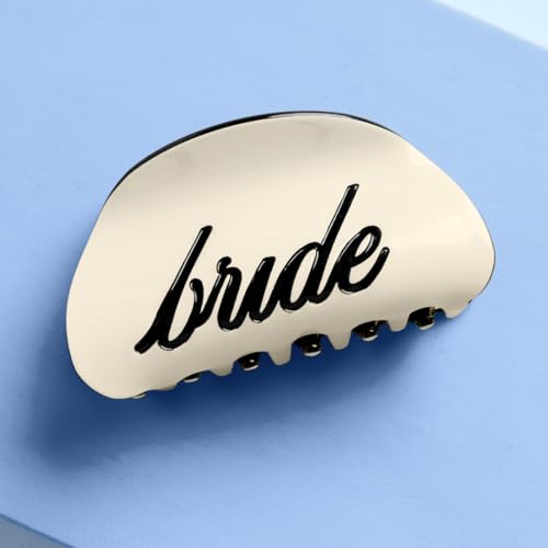 xo, Fetti Bride Claw Clip | Bachelorette, Bridal, Hair Accessories, Bride to Be, Engagement, Party, Black + Ivory, Two Tone