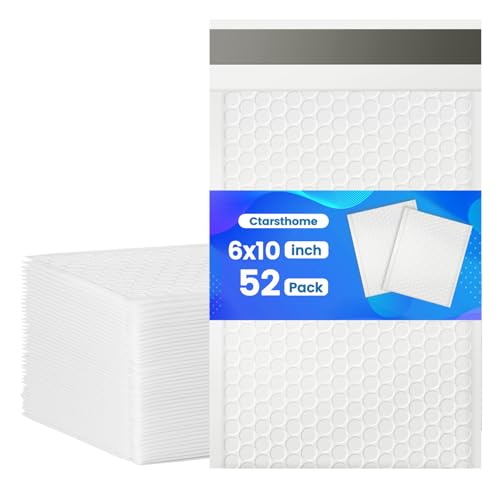 52 Pack Bubble Mailers 6x10inch Padded Envelopes Thin Mailing Envelopes Waterproof Bubble Opaque Padded Mailers Self Seal Adhesive Shipping Bags for Mailing Jewelry Makeup Small Business