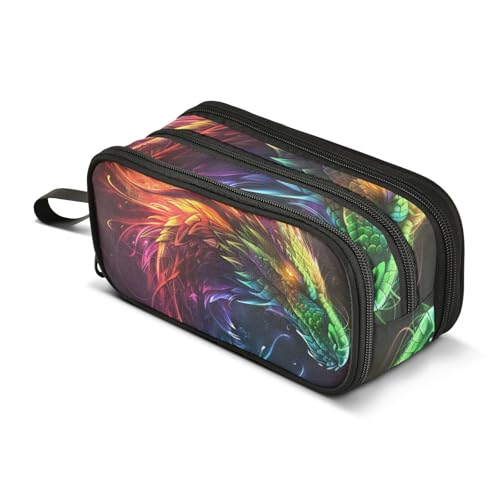 Image of Bolaz A Rainbow Dragon Pencil Case Large Capacity Pen Bag with Compartment Students Stationery Organizer Pencil Pouch Marker Case for School Office Work