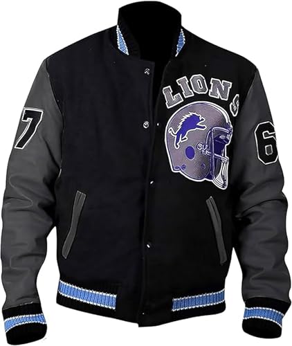 Image of Detroit Beverly Hills Cop Varsity Jacket Men's - Axel Foley Lions Baseball Wool Varsity Jacket