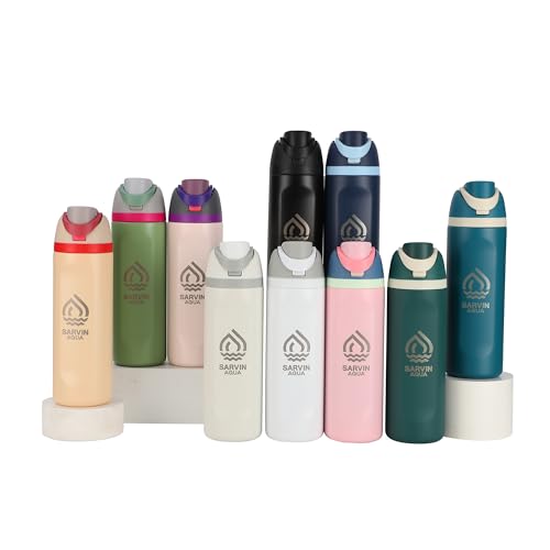Sarvin Aqua Dual-Sip Insulated Stainless Steel Water Bottle 24 Oz Verde Rosa miniatura 6