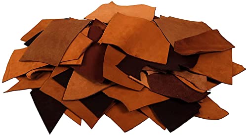Leather Scrap Crafts 5 Lbs Leather Scrap - Large Pieces Of Full Grain Leather Cowhide Remnants Bag - Design & Make Crafts - Mixed Colors #TOP25
