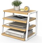 Fenge Organisateur de bureau, 4 Organisateur de fichiers de niveau pour le trieur de lettres de bureau, de bois et de papier métallique, pour les fournitures et accessoires de bureau
