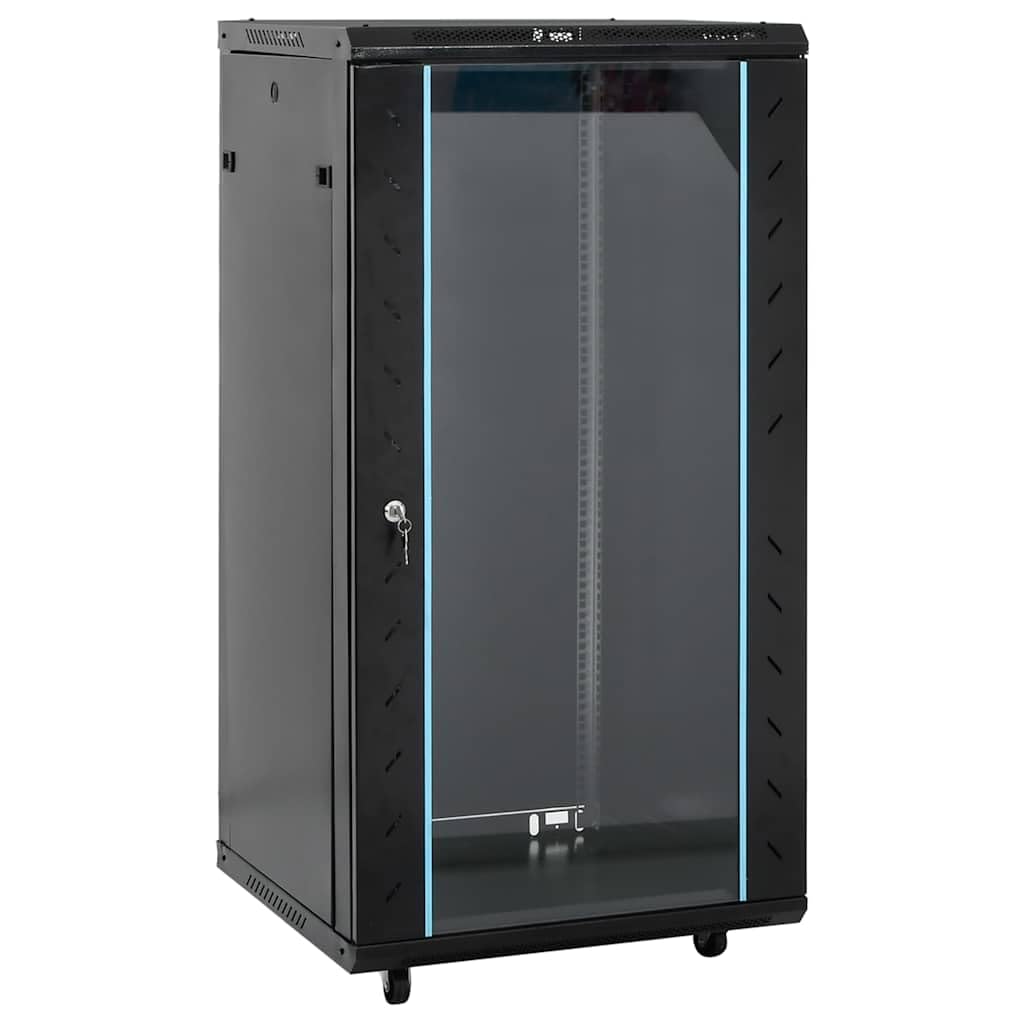 vidaXL Coffret de réseau 22U 19" IP20 Noir 60x60x120 cm, Coffret de réseau sur Pied, Armoire de données, Support de réseau