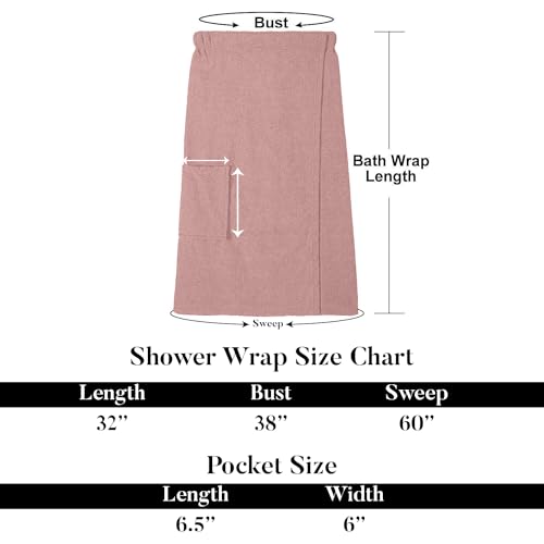 DAN RIVER Premium Cotton Terry Shower Wrap for Women, Ultra Soft Bath Robe After Shower with Pockets4