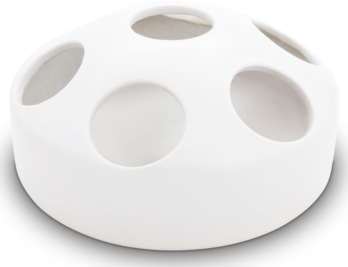 Abreuvoir pour volailles et accessoire poule en céramique blanche 1,5 l avec 7 ouvertures