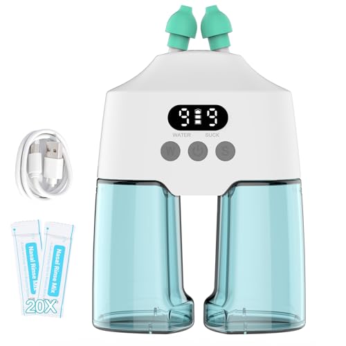 Nasal Irrigation System Electric Nasal Irrigator Smart Display Nasal Sinus Rinse Machine | Dual Water Tanks 9 Suction & Water Flow Modes, Sinus Relief Runny Nose, Nasal Congestion, Itching Nose