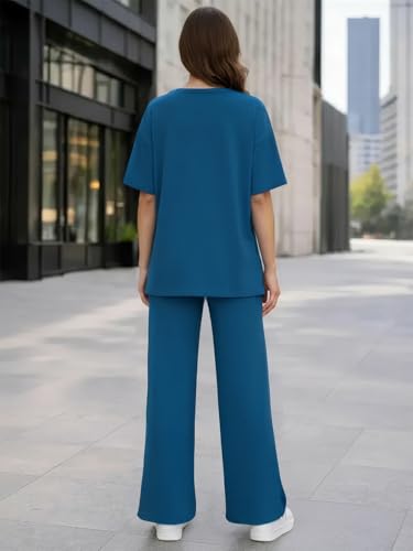 Image of TYSORT Women Casual Summer co ords Set Track Suit Oversized Top Baggy Pant,Top and Pajama Set