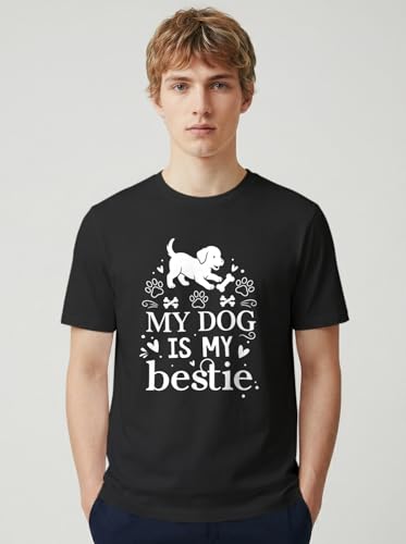 Image of INDISSH T-Shirt for Man | Regular and Plus Size Upto 7XL | Pet Lover Graphic Printed | Round Neck Cotton Fabric Regular fit Casual T-Shirt for man - RNM-DOGBESTIE-PAR