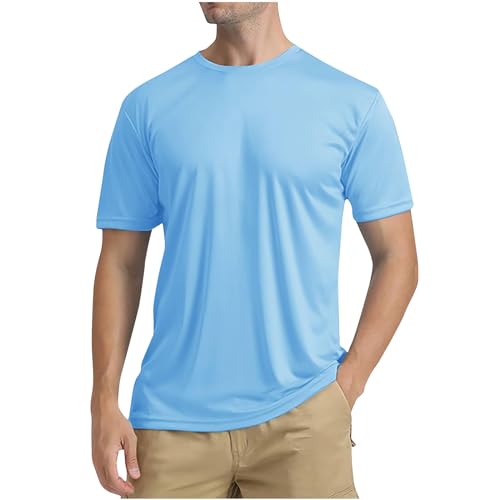 Swim Shirts for Men UPF 50+ Sun Protection SPF UV Lightweight Breathable T-Shirt Short Sleeve Rash Guard Surf Tee Top