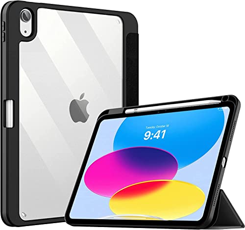 Image of ProElite Case Cover for Apple iPad (A16) 11th /10th Generation (2025 /2022), Transparent case Cover with Pencil Holder for iPad 11th /10th Gen 2025 /2022, Black