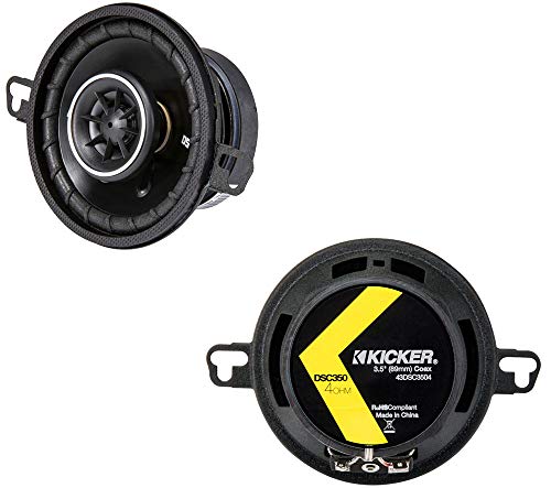 KICKER Pair 43DSC3504 DSC350 80 Watt 3.5' 3 1/2' 2-Way Car Stereo Speakers DS350