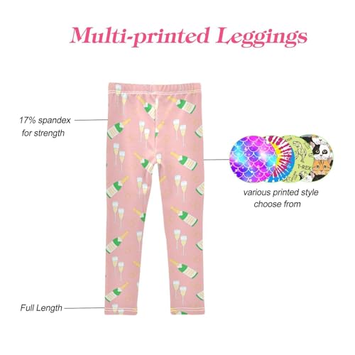 CaTaKu Girls Leggings Champagne Bottles Cocktail Leggings for Girls Kids Athletic Workout Yoga Pants Size 4-10T4
