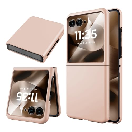 Miimall Funda para Motorola RAZR 60 Ultra 5G, [Protector de Pantalla] Antigolpes Antiarañazos Antipolvo, Sensación Piel Sedosa, PC Rígida Slim Carcasa para RAZR 60 Ultra, Oro Rosa